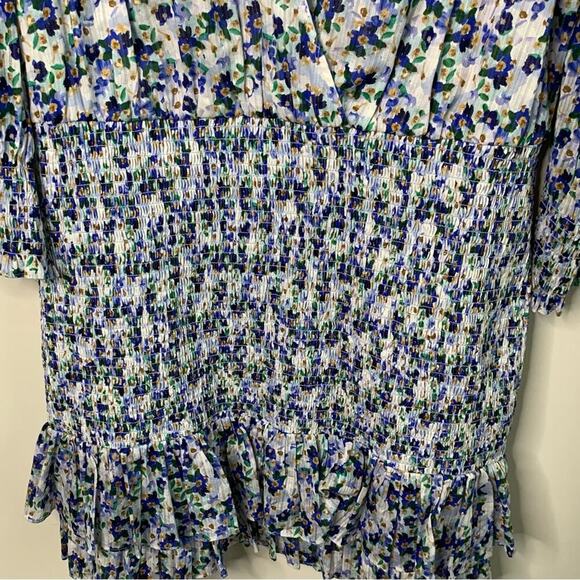 Veronica Beard Darrah floral smocked dress size 12 cobalt multi wedding guest - Picture 5 of 12